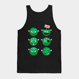 Frankenstein Emoji for Spooky and Scary Halloween Fun Tank Top